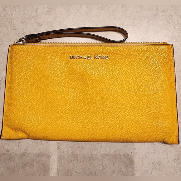 Michael Kors Handbags - Large Sun Yellow Michael Kors Zip Clutch Wristlet Wallet